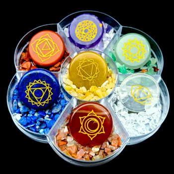 Naturale 7 Energie Chakra Stone Set Cristal Pietriș chip Agat, Lapis Reiki de Vindecare de pietre pretioase Yoga Aura Ornamente Cadou Decor