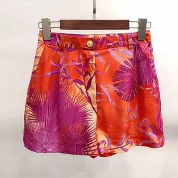 GetSpring Femei Imprimate Pantaloni Scurți De Înaltă Talie Pantaloni Scurți De Moda Roșu De Vară Pantaloni Scurți Se Potrivesc De Imprimare Doamnelor Scurt 2020 New Sosire