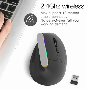 2.4 G Wireless Mouse-ul Ergonomic Vertical 6 Butoane Mouse de Gaming RGB 1600 DPI mouse-urile Optice Pentru PC, Laptop