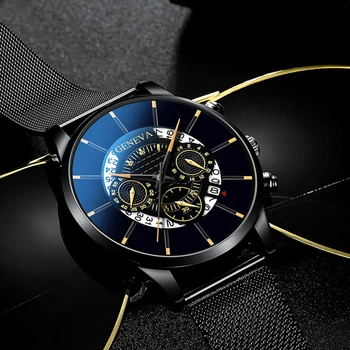 Reloj hombre 2021 Moda pentru Bărbați de Afaceri Calendar Ceasuri Albastru Plasă din Oțel Inoxidabil Curea Analog Cuarț Ceas relogio masculino