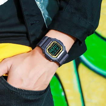 SANDA Brand Femeie LED Digital Cronometru Ceas de Moda Negru Doamnelor Ceas Electronic de Sport pentru Femei Ceasuri de mana rezistent la apa 30M