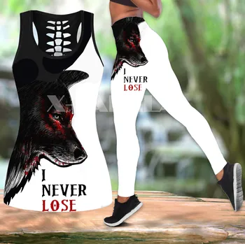 Nativ Indian Lupul Animal de Artă din Două Piese Yoga Set Femeile de Imprimare 3D Gol Rezervor de Top Talie Mare Legging Vara Casual Sport-12
