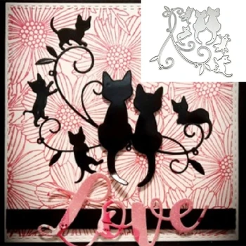 Pisici de Tăiere de Metal Moare Stencil DIY Scrapbooking Album Hârtie Șablon Carte de Mucegai