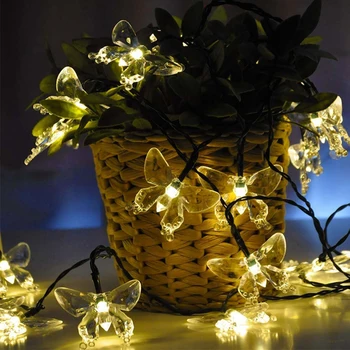 20/30 LED-uri Alimentate Solar Colorat Fluture de Noapte Lampa de Lumina cu Fibra Optica Zână Șir de Lumini Impermeabil Crăciun Decor Gradina