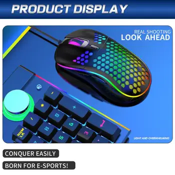 Ergonomic cu Fir Mouse de Gaming 6 Buton RGB 7200DPI USB Mouse de Calculator Gamer Soareci Fagure de miere Shell Mause Pentru PC Gamer Laptop