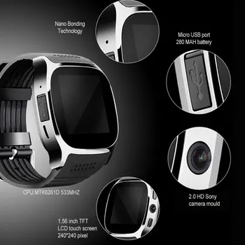 T8 Bluetooth Ceas Inteligent Om Ecran Tactil Cu Suport Camera Cartela SIM Apel Sport Poziționare Tracker Smartwatch Pentru Copii Elder