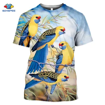 Papagal Tricou Barbati Femei Hip-Hop Flori T-shirt Animal Brid 3d de Imprimare T-Shirt Streetwear Topuri Tricouri Tricou Supradimensionat 2021