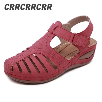 Crrcrrcrr Femei Caseal Vara Handmad Superficial Cataramă Pantofi Confortabili Doamnelor Respirabil Roz Gladiator Sandale De Agrement