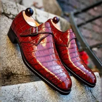 2021 Nou Pantofi pentru Bărbați Tendință de Moda Clasic de Culoare Solidă PU Crack Grila Singură Cataramă de Afaceri Confortabil Casual Pantofi Monk 6KF316
