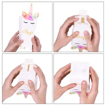 10buc Unicorn Cutie de Hârtie Cutii de Bomboane Cookie-uri Saci Sirena Cutie pentru Copil de Dus pentru Copii de Naștere Petrecere de Nunta de Decorare