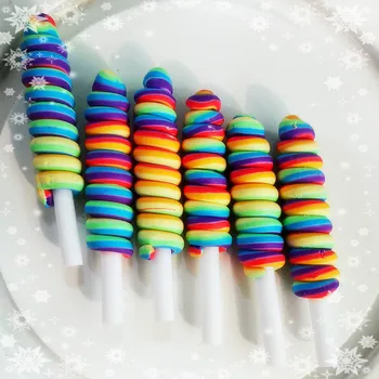 10buc Colorate Lut Moale Vârtej Lollipop Miniatură Alimente Bomboane Dulce pentru a Face Meserii Scrapbooking DIY Arcuri Breloc Accesorii