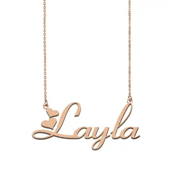 Layla Numele Colier , Nume Personalizat Colier pentru Femei Fete Mai buni Prieteni Aniversare de Nunta de Crăciun Mama Cadou de Zile