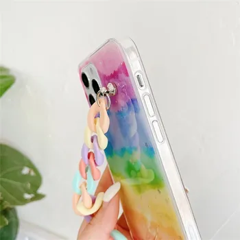 Glitter Stele Rainbow Bratara Telefon Caz Pentru iphone 12 Pro max 6 6S 7 8 Plus X XR XS Max de telefon 11 Pro max acoperi Coque fundas